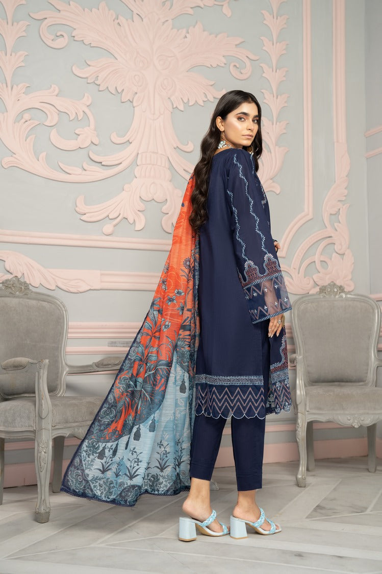 Picture of Ellena - 3-PC Stitched Embroidered Cambric Cotton Suit - Available at Raja Sahib