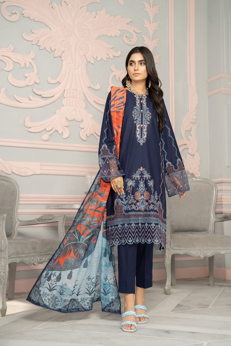 Picture of Ellena - 3-PC Stitched Embroidered Cambric Cotton Suit - Available at Raja Sahib