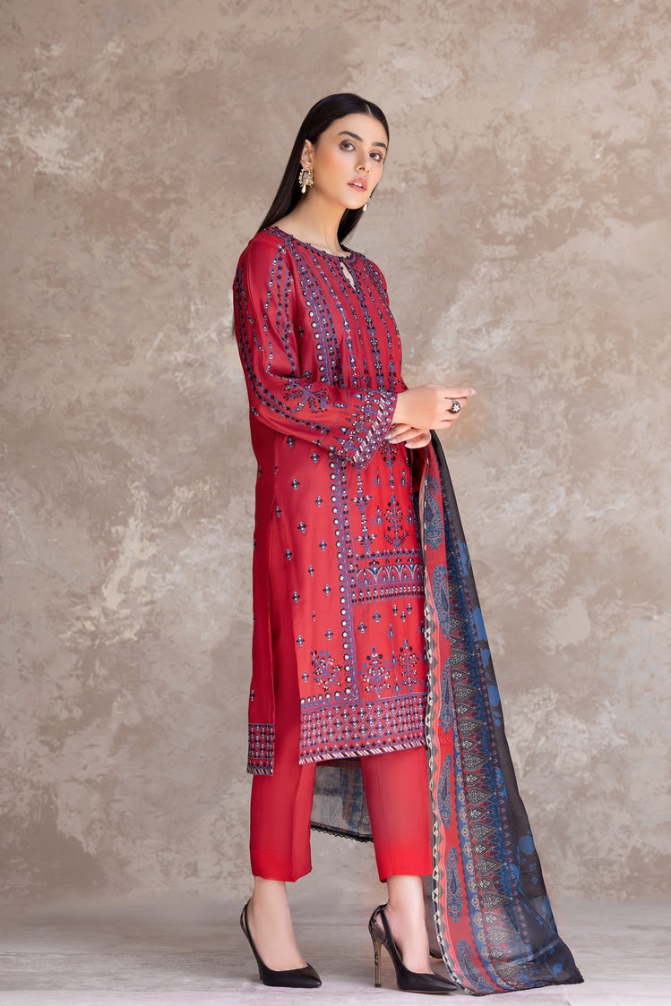 Picture of Ellena - 3-PC Stitched Embroidered Viscose Suit - Available at Raja Sahib