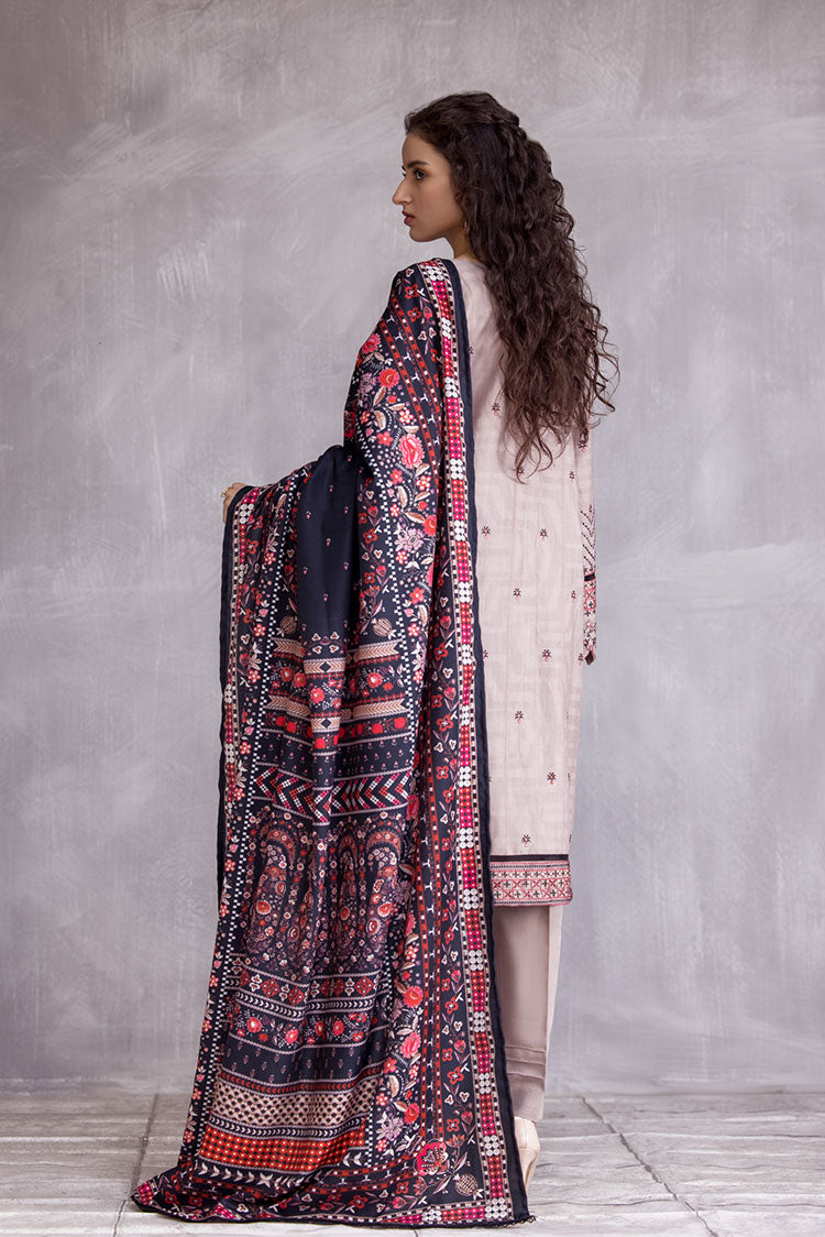 Picture of Ellena - 3-PC Stitched Embroidered Slub Khaddar Suit - Available at Raja Sahib