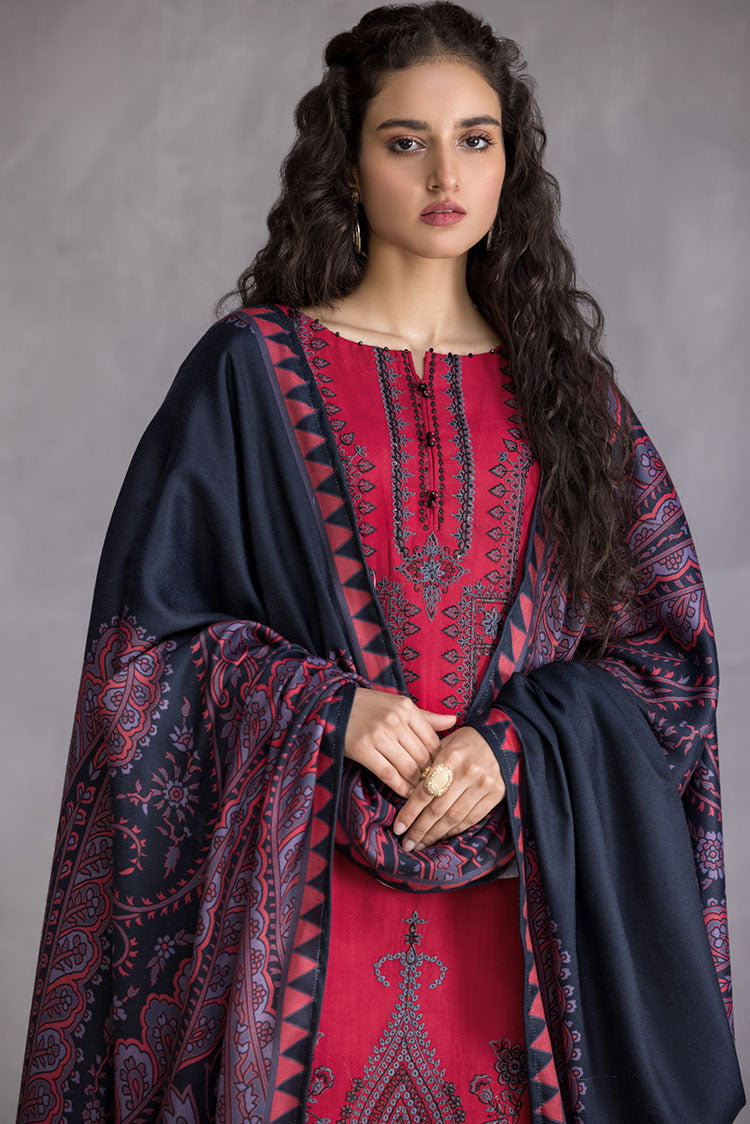 Picture of Ellena - 3-PC Stitched Embroidered Slub Khaddar Suit - Available at Raja Sahib