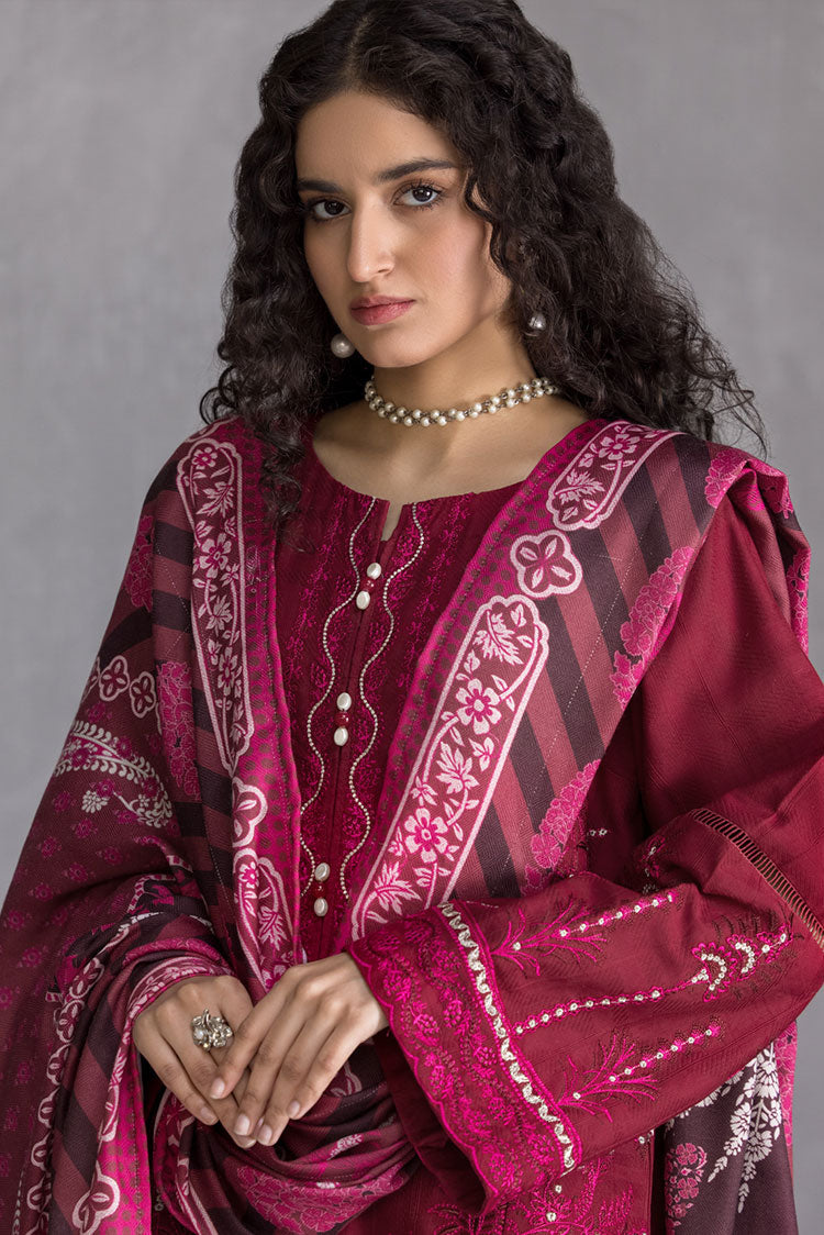 Picture of Ellena - 3-PC Stitched Embroidered Slub Khaddar Suit - Available at Raja Sahib