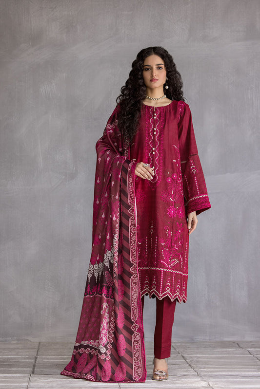 Picture of Ellena - 3-PC Stitched Embroidered Slub Khaddar Suit - Available at Raja Sahib