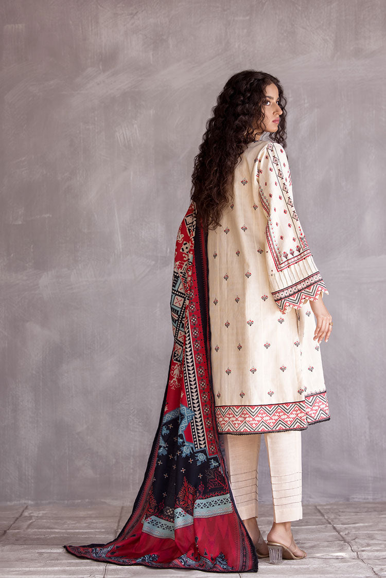 Picture of Ellena - 3-PC Stitched Embroidered Slub Khaddar Suit - Available at Raja Sahib