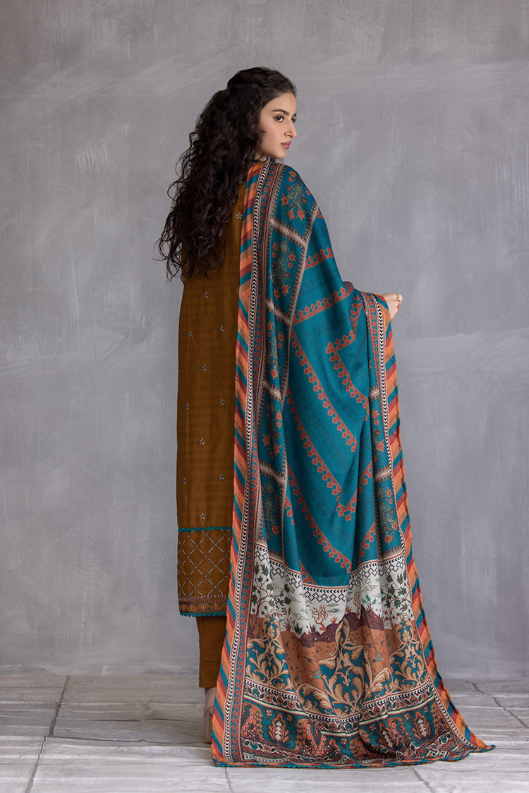 Picture of Ellena - 3-PC Stitched Embroidered Slub Khaddar Suit - Available at Raja Sahib