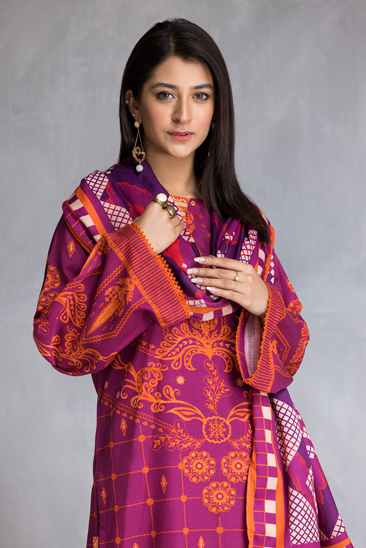 Picture of Ellena - 3-PC Stitched Khaddar Suit - Available at Raja Sahib