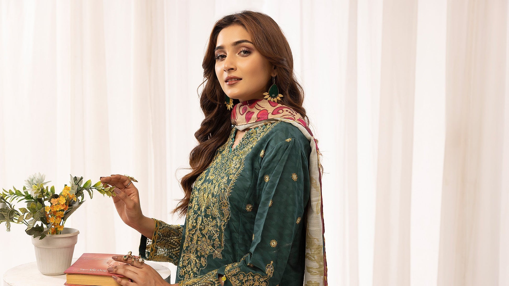 Picture of Ellena - 3-PC Stitched Self Jacquard Suit - Available at Raja Sahib