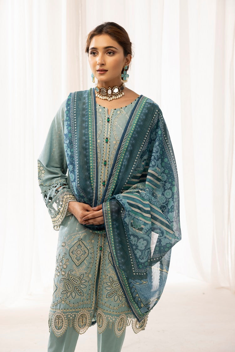 Picture of Ellena - 3-PC Stitched Self Jacquard Suit - Available at Raja Sahib