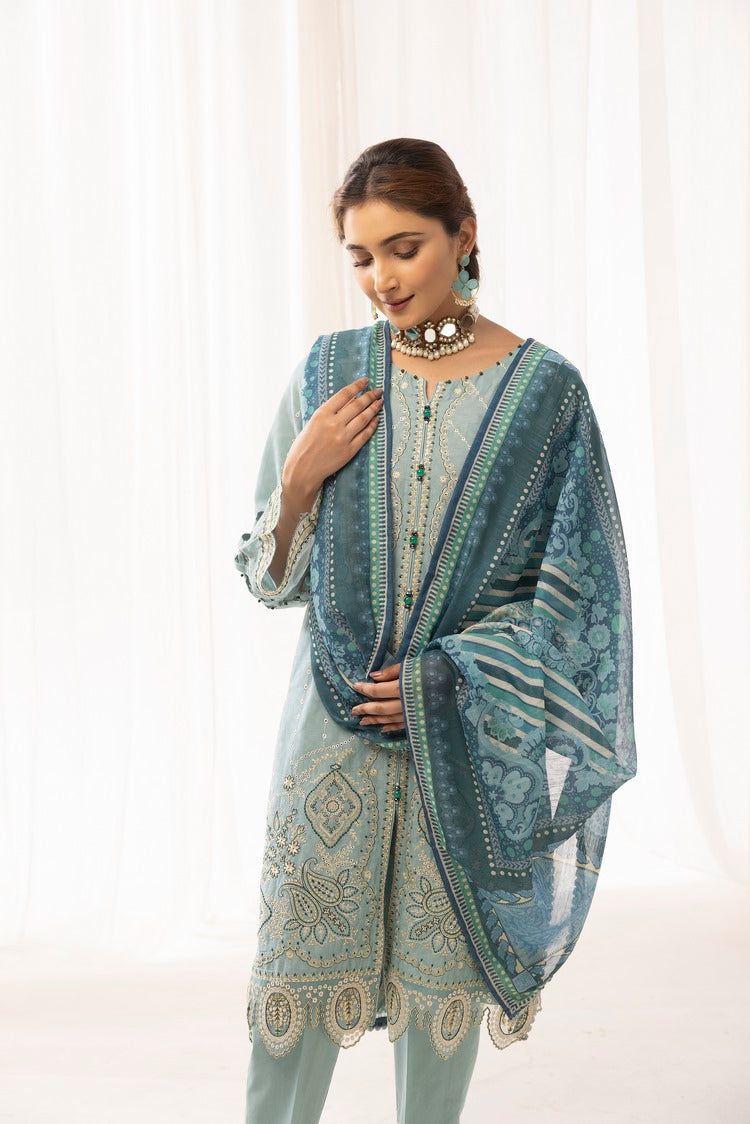 Picture of Ellena - 3-PC Stitched Self Jacquard Suit - Available at Raja Sahib