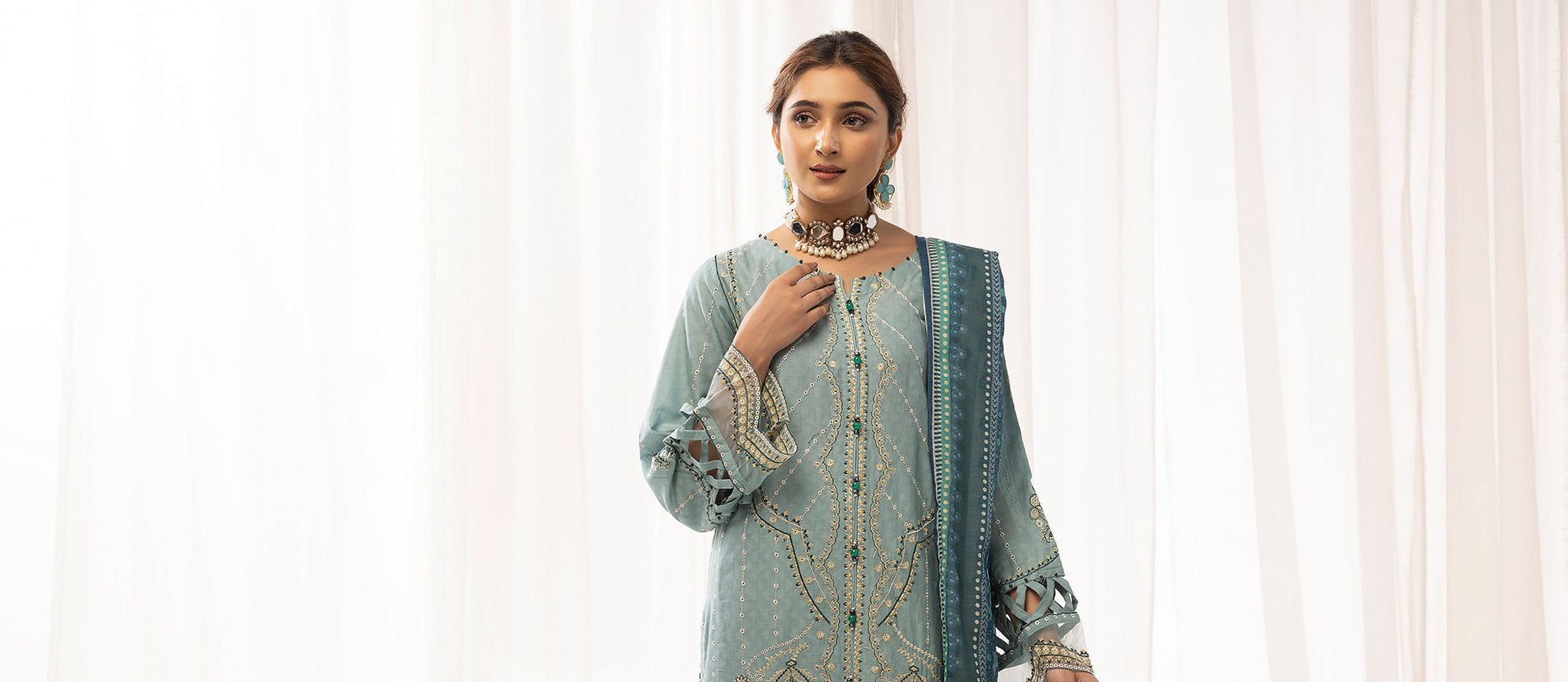 Picture of Ellena - 3-PC Stitched Self Jacquard Suit - Available at Raja Sahib