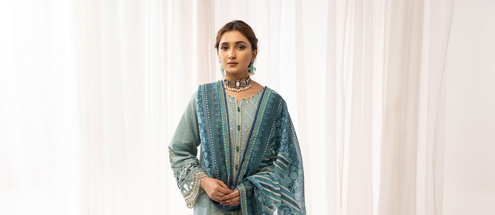 Picture of Ellena - 3-PC Stitched Self Jacquard Suit - Available at Raja Sahib