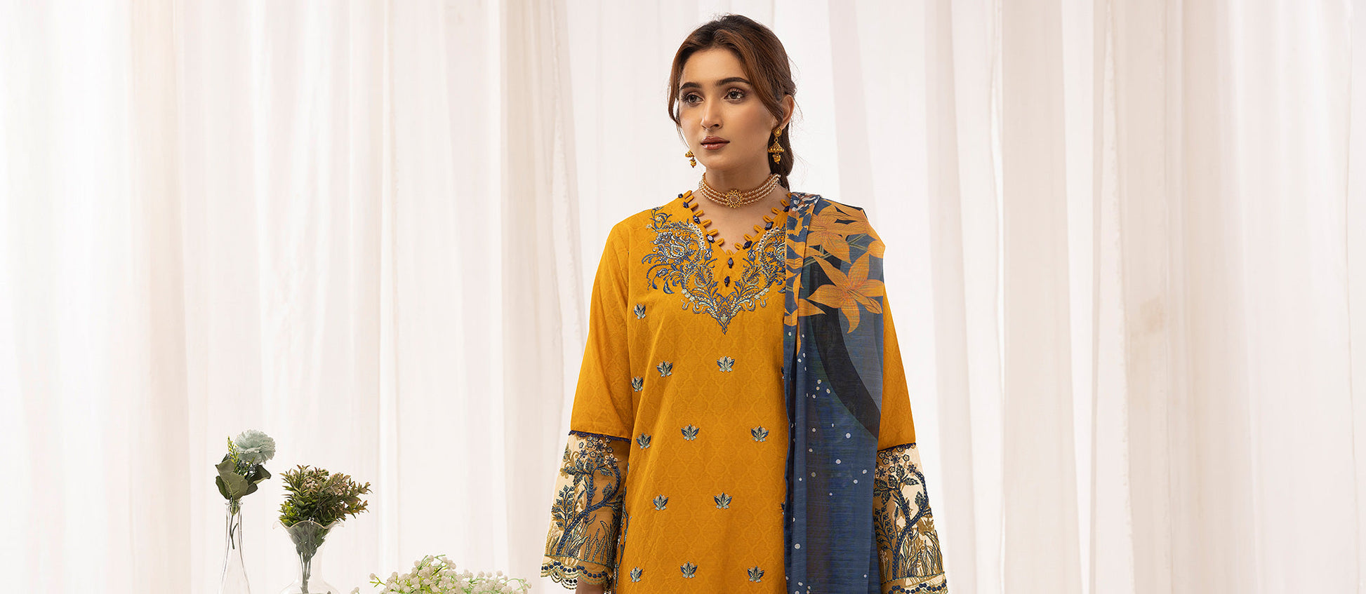Picture of Ellena - 3-PC Stitched Self Jacquard Suit - Available at Raja Sahib