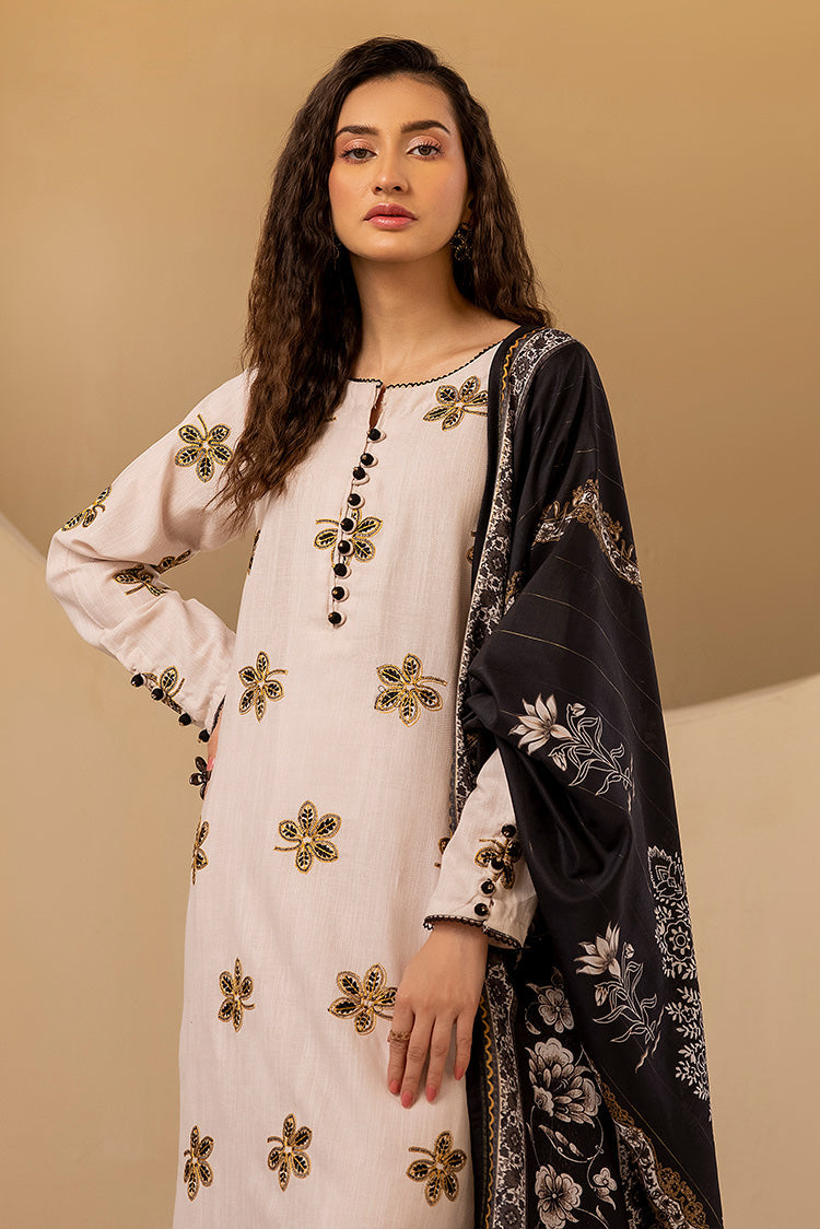 Picture of Ellena - 3-PC Stitched Embroidered Khaddar Suit - Available at Raja Sahib