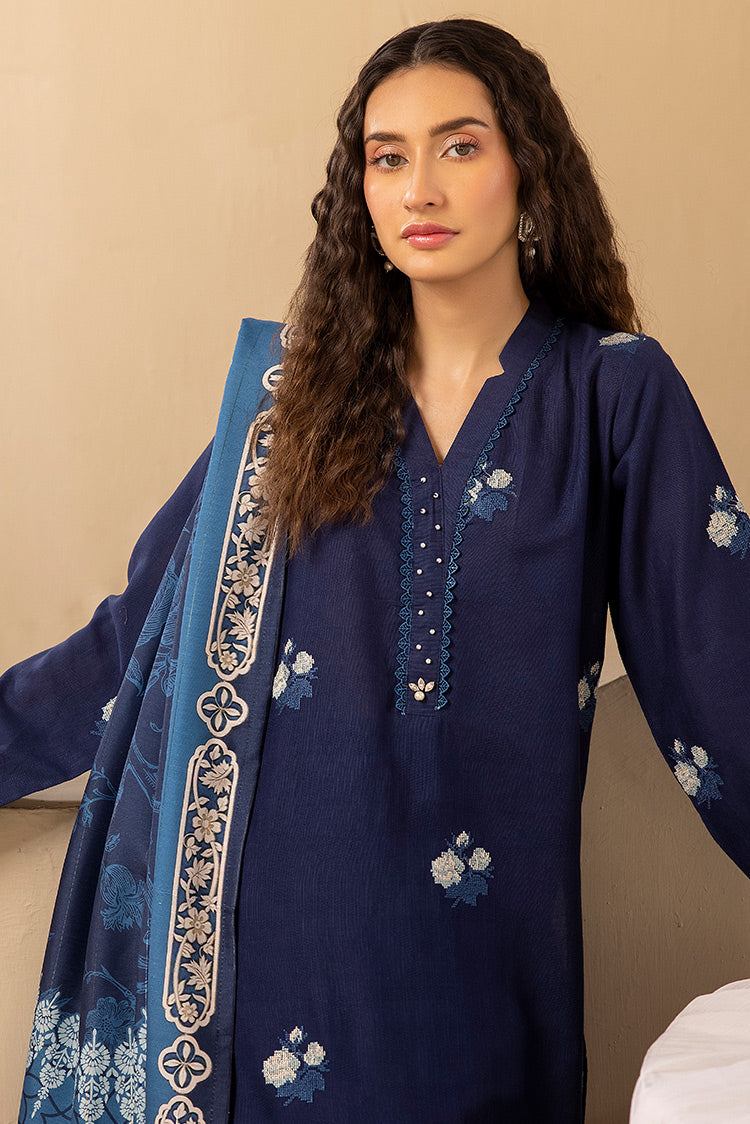 Picture of Ellena - 3-PC Stitched Embroidered Khaddar Suit - Available at Raja Sahib