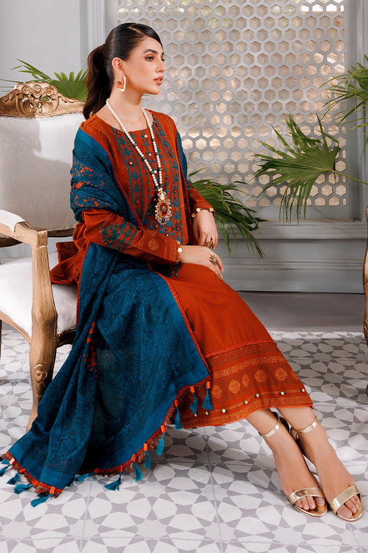 Picture of Ellena - 3-PC Unstitched Digital Printed Jacquard Suit - Available at Raja Sahib