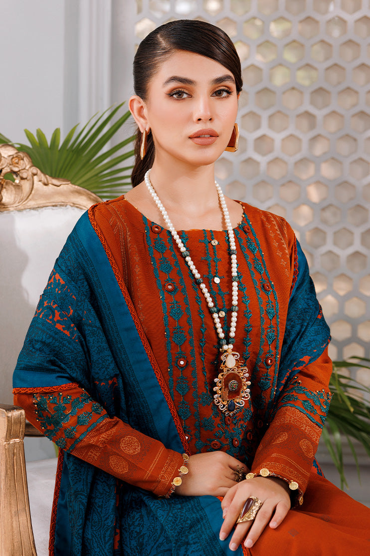 Picture of Ellena - 3-PC Unstitched Digital Printed Jacquard Suit - Available at Raja Sahib