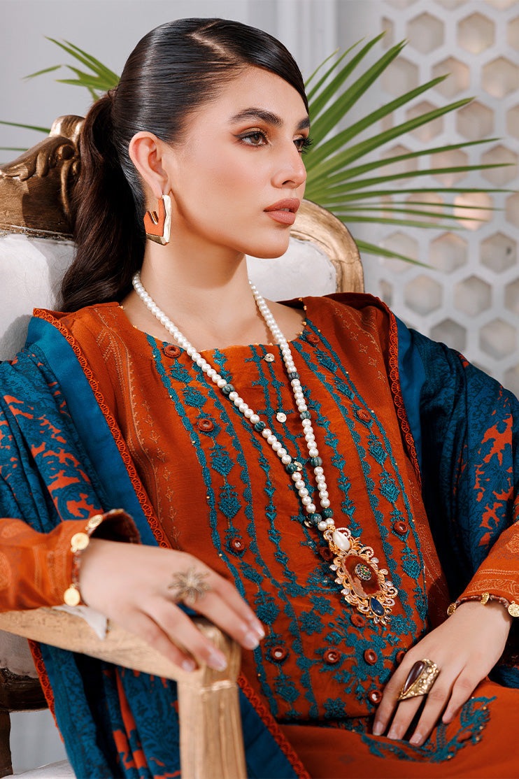 Picture of Ellena - 3-PC Unstitched Digital Printed Jacquard Suit - Available at Raja Sahib