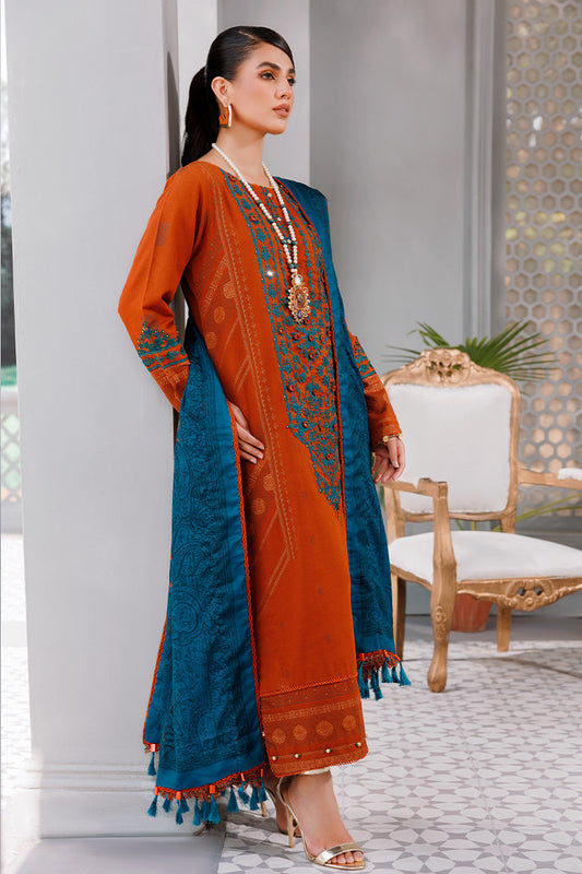 Picture of Ellena - 3-PC Unstitched Digital Printed Jacquard Suit - Available at Raja Sahib