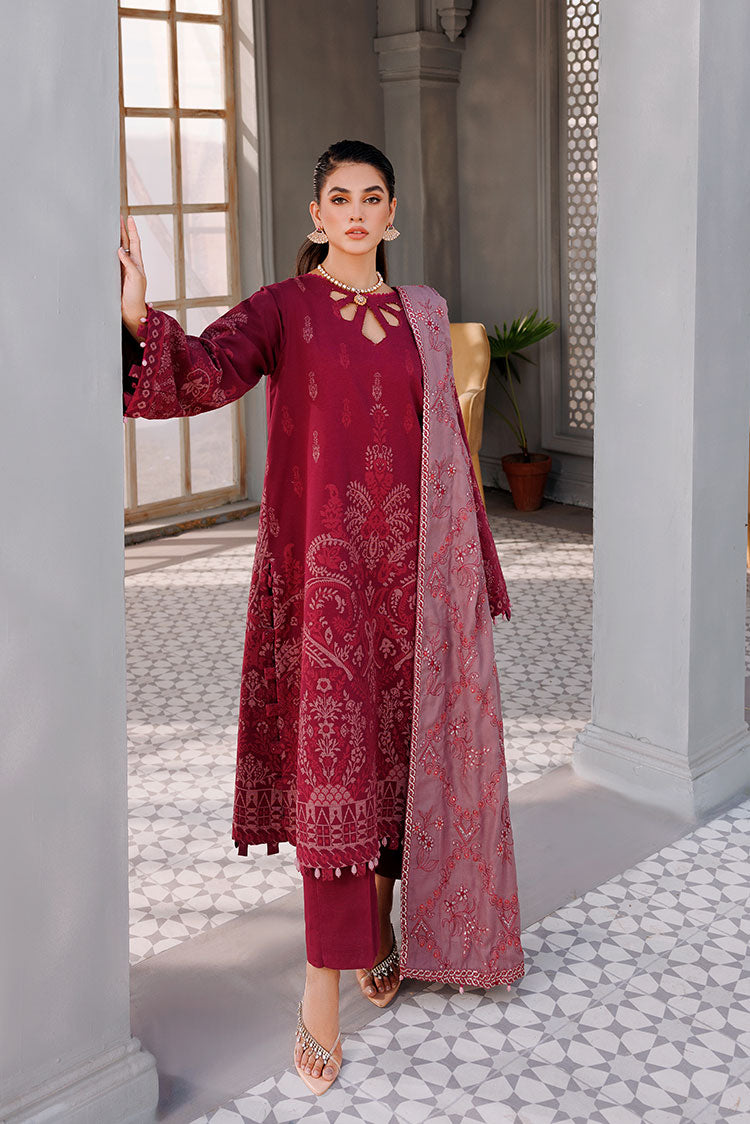 Picture of Ellena - 3-PC Unstitched Digital Printed Jacquard Suit - Available at Raja Sahib