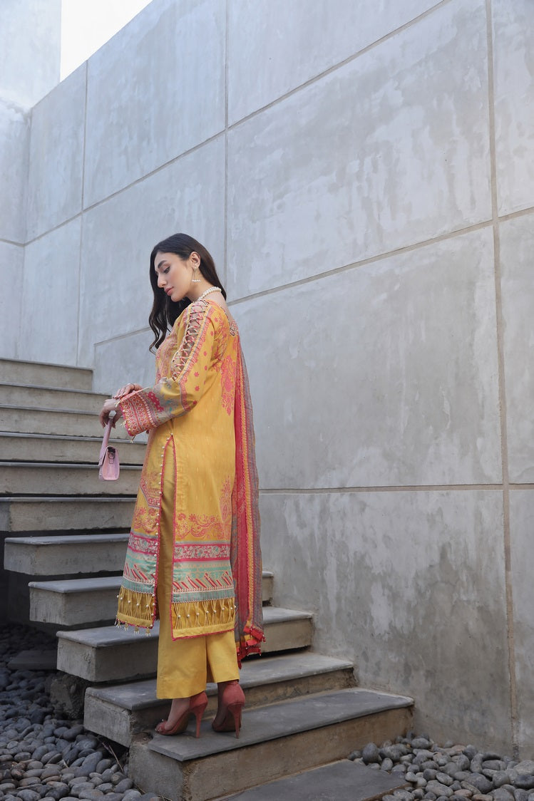 Picture of Ellena - 3-PC Unstitched Digital Printed Lawn Suit - Available at Raja Sahib