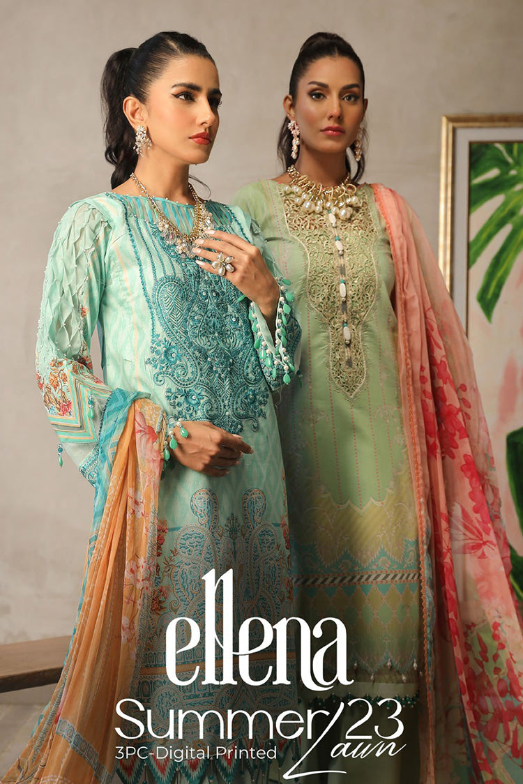 Picture of Ellena - Digital Printed Summer Lawn Vol 1 - Available at Raja Sahib