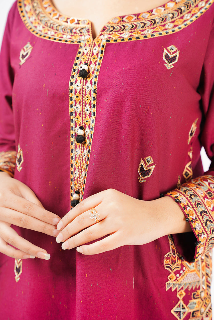 Picture of Ellena - Printed Khaddar Shirt - Available at Raja Sahib