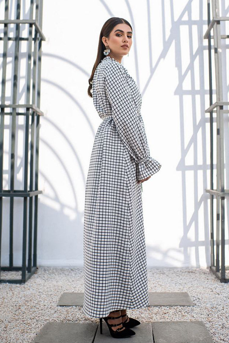 Picture of Fozia Khalid - FK Basics Collection - Checkered Pleat Dress - Available at Raja Sahib