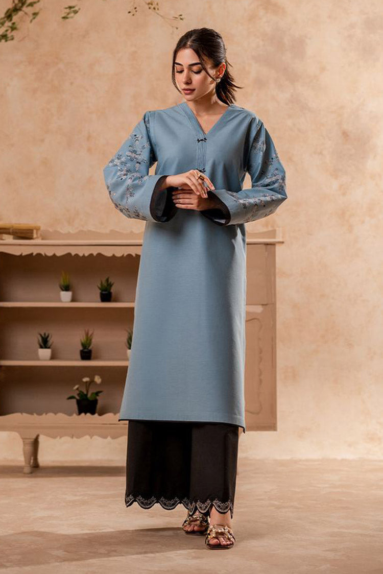 Picture of Fozia Khalid - FK Basics Collection - Cerulean Blue Tunic - Available at Raja Sahib