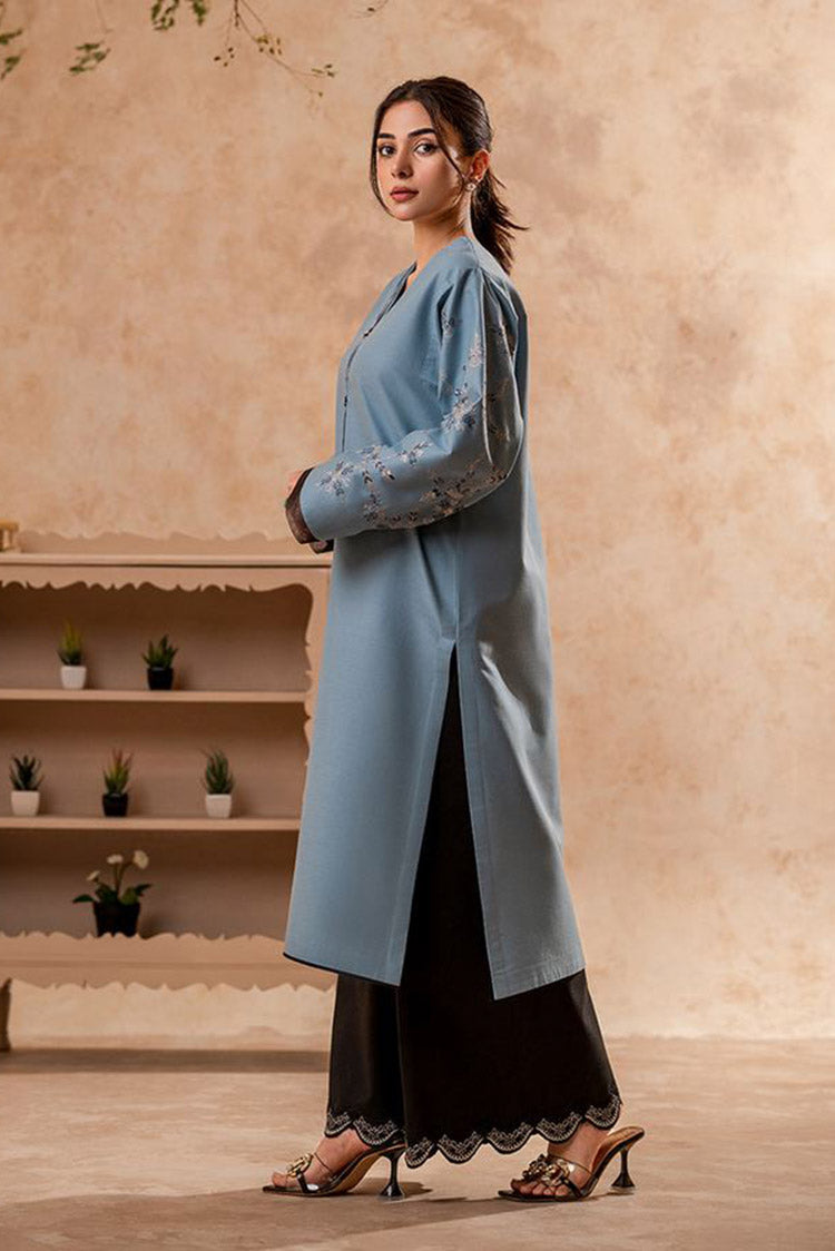 Picture of Fozia Khalid - FK Basics Collection - Cerulean Blue Tunic - Available at Raja Sahib