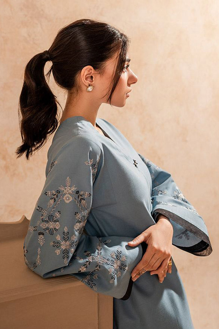 Picture of Fozia Khalid - FK Basics Collection - Cerulean Blue Tunic - Available at Raja Sahib