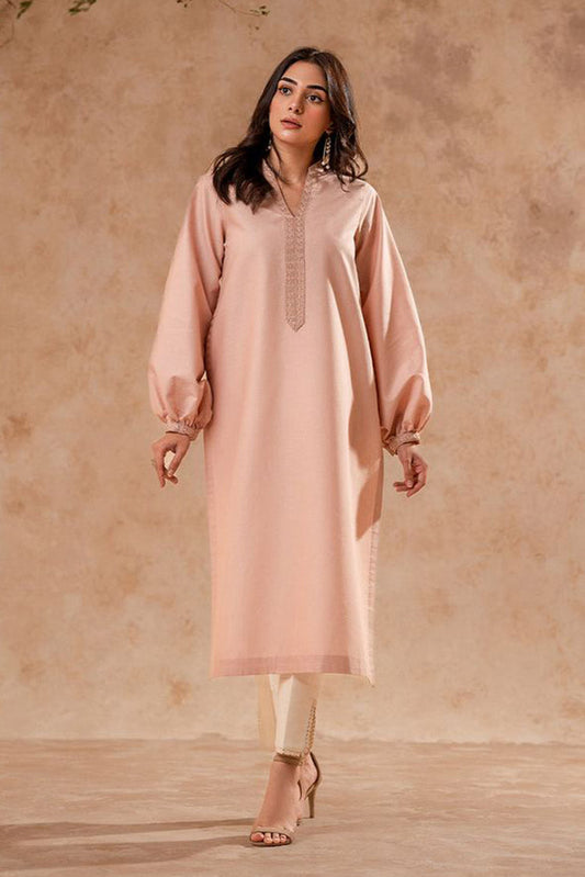 Picture of Fozia Khalid - FK Basics Collection - Dusky Pink Tunic - Available at Raja Sahib