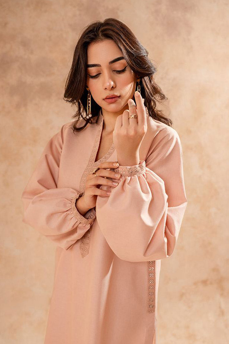 Picture of Fozia Khalid - FK Basics Collection - Dusky Pink Tunic - Available at Raja Sahib