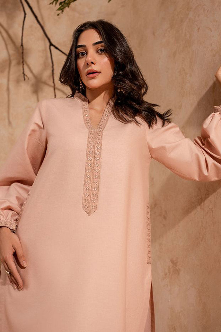 Picture of Fozia Khalid - FK Basics Collection - Dusky Pink Tunic - Available at Raja Sahib