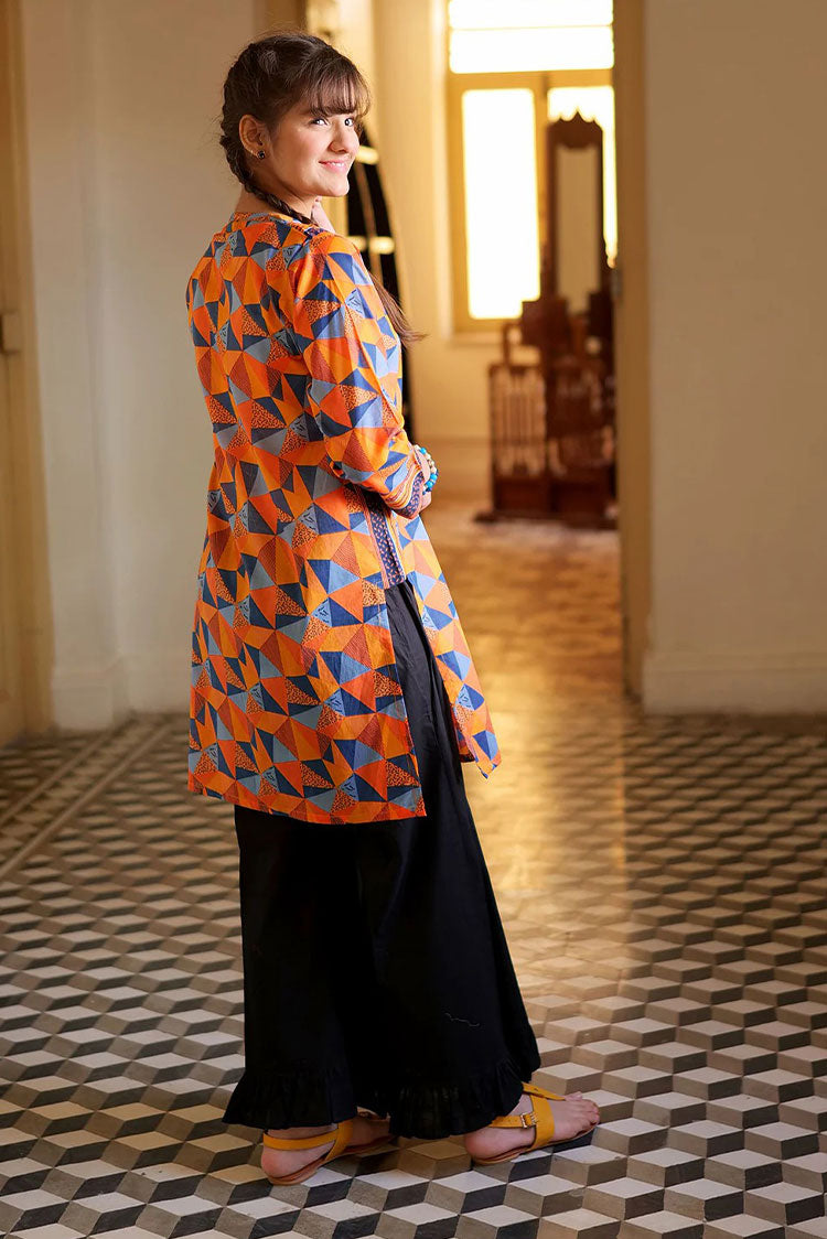 Picture of Senorita - GAA-02146 | ORANGE & MULTICOLOR | CASUAL KURTA | COTTON LAWN PRINT - Available at Raja Sahib