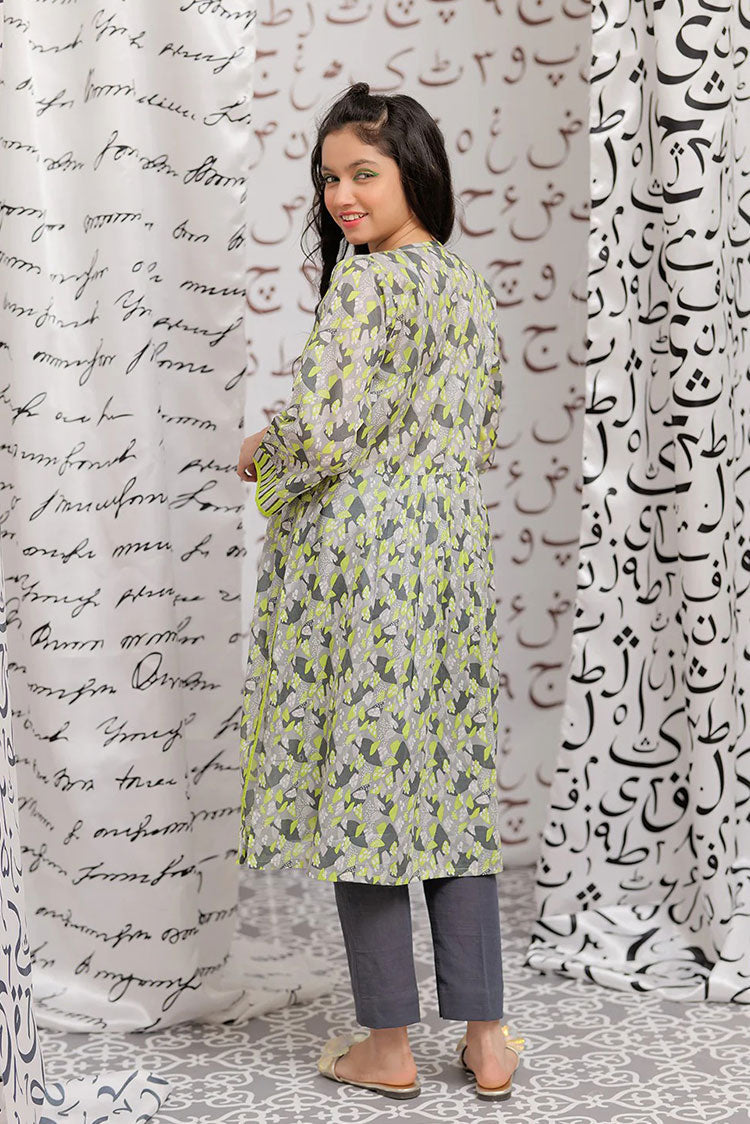 Picture of Senorita - GAA-02147 | GREY & GREEN | CASUAL KURTA | COTTON LAWN PRINT - Available at Raja Sahib