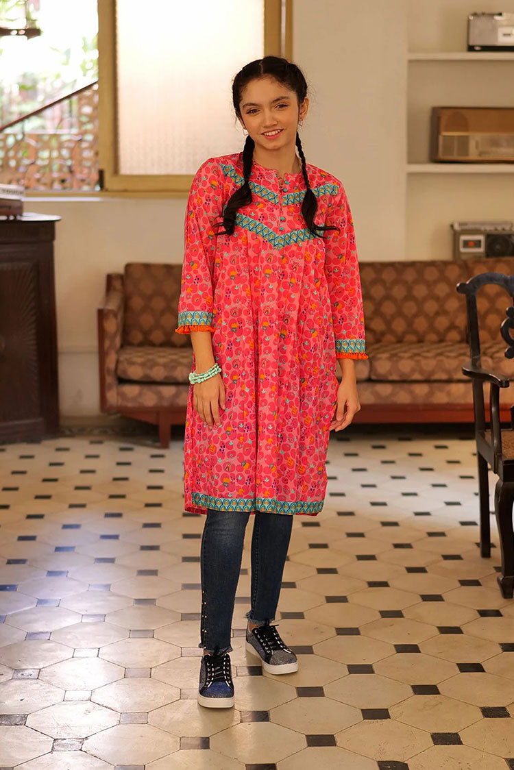 Picture of Senorita - GAA-02150 | PINK & MULTICOLOR | CASUAL KURTA | COTTON LAWN PRINT - Available at Raja Sahib