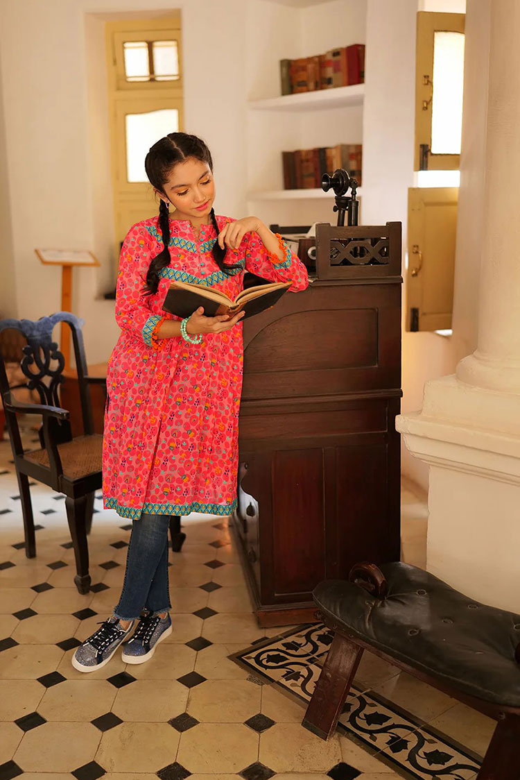 Picture of Senorita - GAA-02150 | PINK & MULTICOLOR | CASUAL KURTA | COTTON LAWN PRINT - Available at Raja Sahib