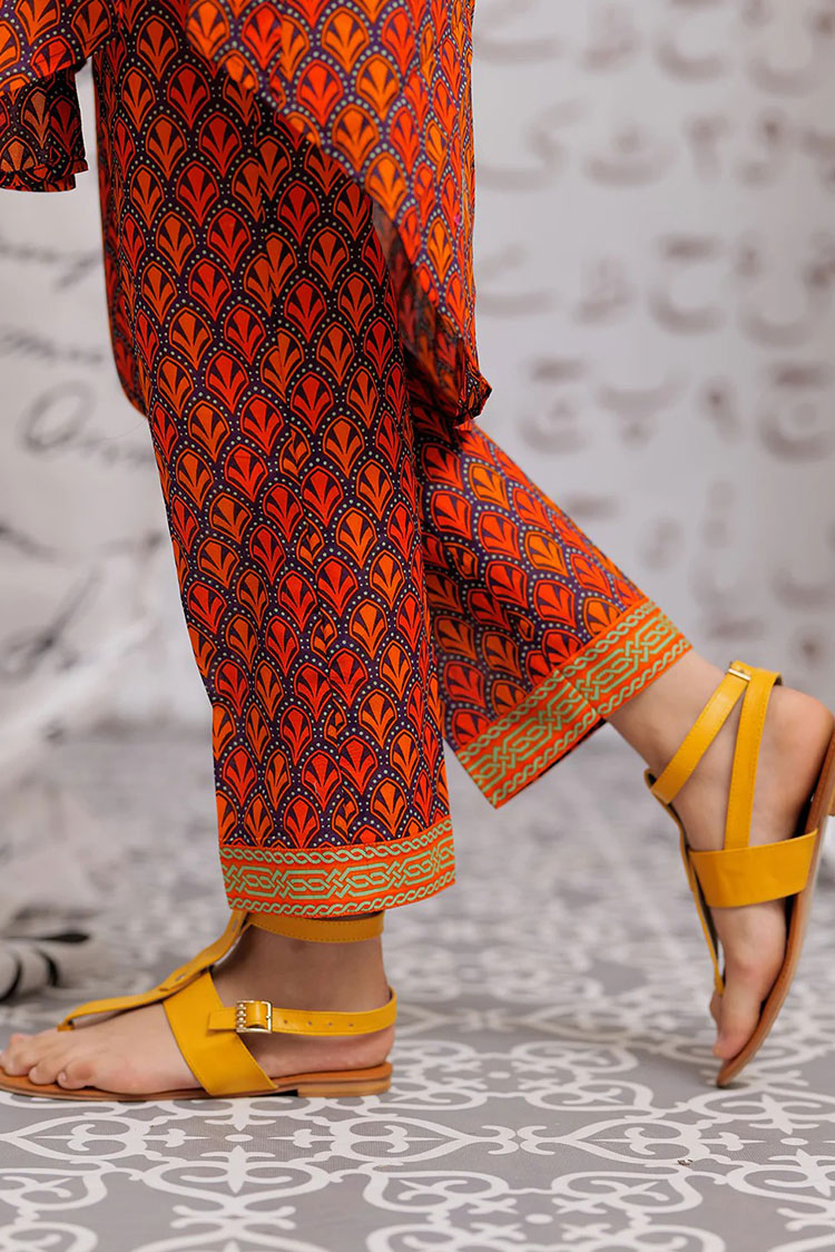 Picture of Senorita - GAC-02154 | ORANGE & MULTICOLOR | CASUAL 2 PIECE SUIT | COTTON LAWN PRINT - Available at Raja Sahib