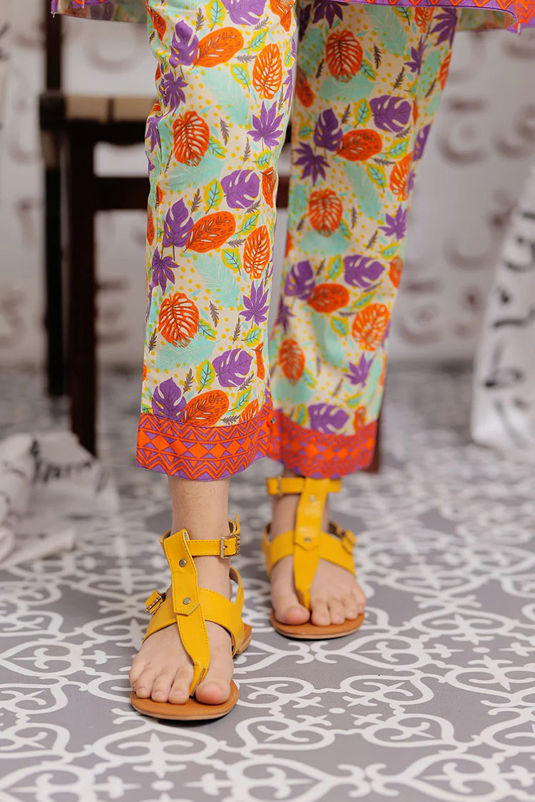 Picture of Senorita - GAC-02169 | CREAM & MULITICOLOR | CASUAL 2 PIECE SUIT | COTTON CAMBRIC PRINT - Available at Raja Sahib