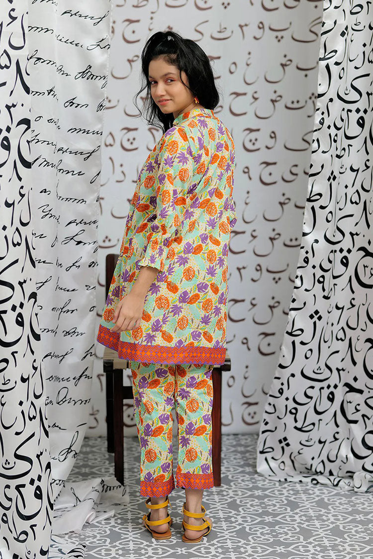 Picture of Senorita - GAC-02169 | CREAM & MULITICOLOR | CASUAL 2 PIECE SUIT | COTTON CAMBRIC PRINT - Available at Raja Sahib