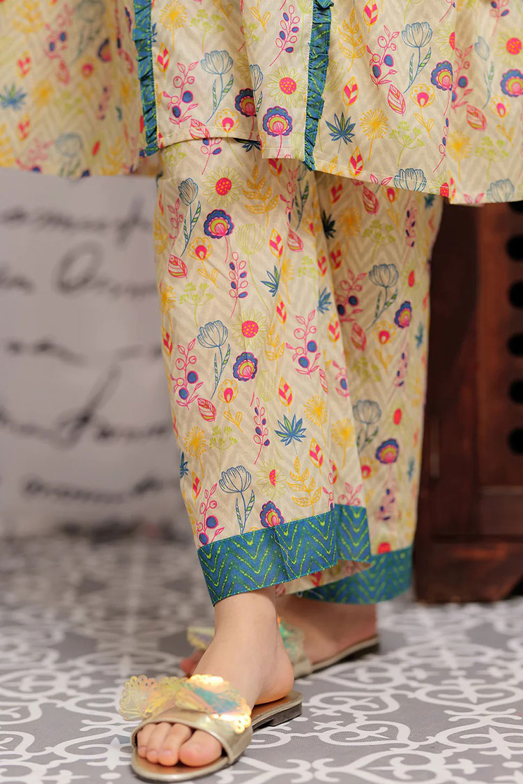 Picture of Senorita - GAC-02181 | FAWN & MULTICOLOR | CASUAL 2 PIECE SUIT | COTTON LAWN PRINT - Available at Raja Sahib