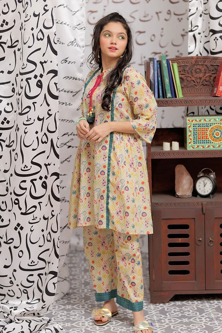 Picture of Senorita - GAC-02181 | FAWN & MULTICOLOR | CASUAL 2 PIECE SUIT | COTTON LAWN PRINT - Available at Raja Sahib