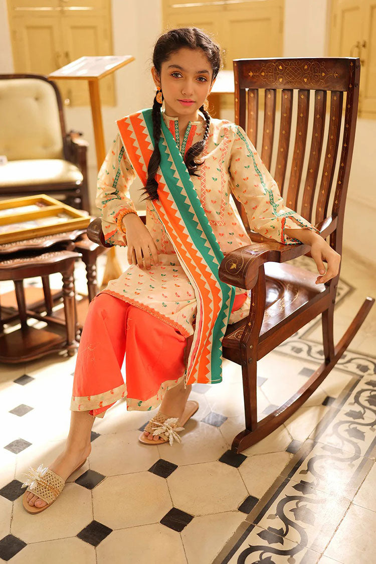 Picture of Senorita - GAD-02242 | FAWN & MULTICOLOR | CASUAL 3 PIECE SUIT | COTTON LAWN PRINT - Available at Raja Sahib