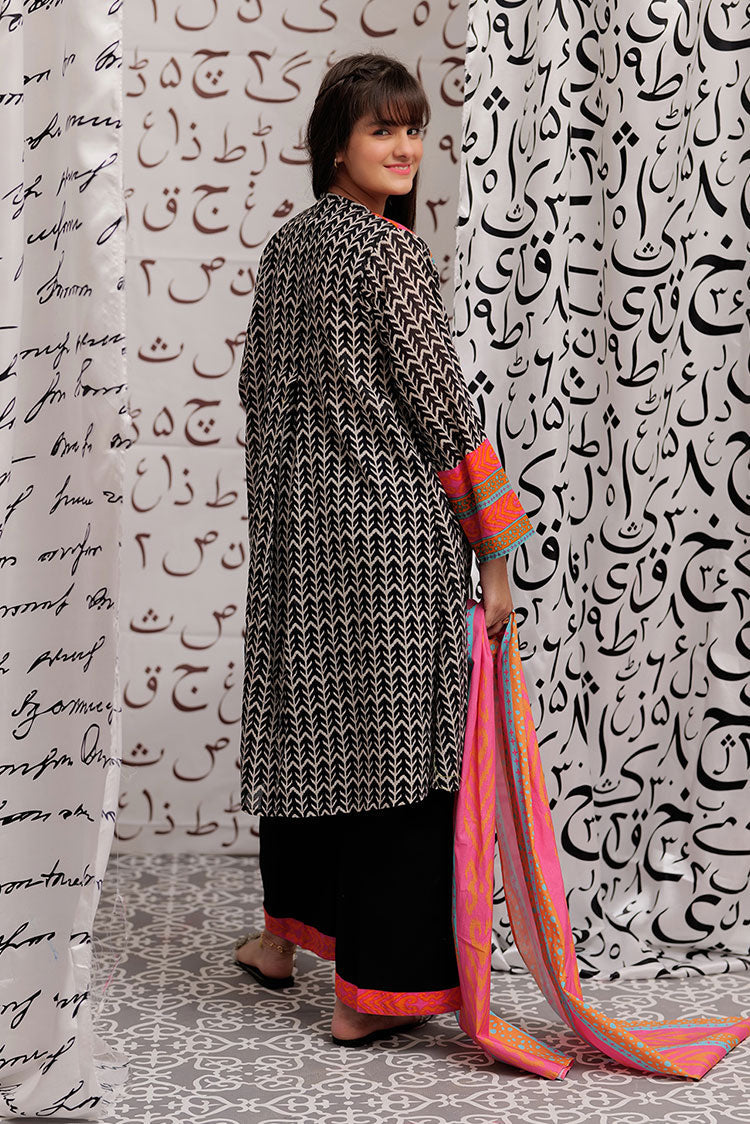 Picture of Senorita - GAD-02267 | Black & White | Casual 3 Piece Suit  | Cotton Lawn Print - Available at Raja Sahib