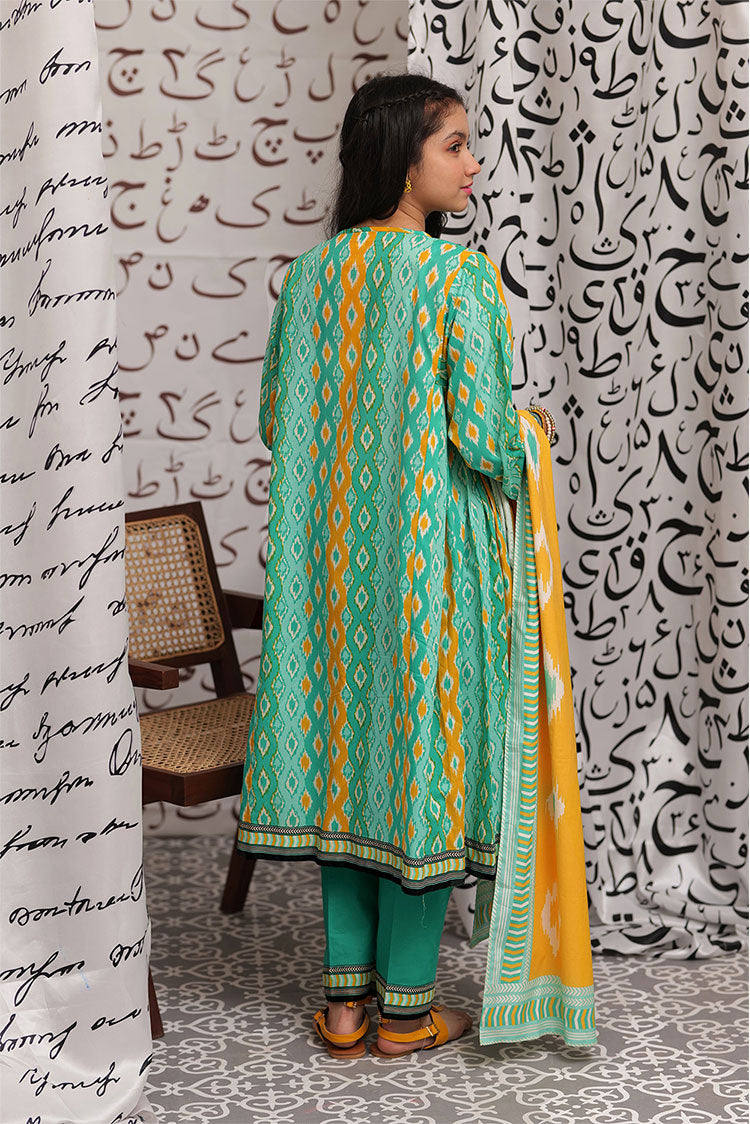 Picture of Senorita - GAD-02268 | Sea Green & Multicolor | Casual 3 Piece Suit  | Cotton Lawn Print - Available at Raja Sahib