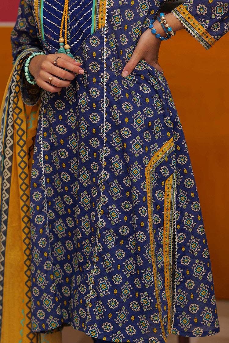 Picture of Senorita - GAD-02271 | Blue & Multicolor | Casual 3 Piece Suit  | Cotton Lawn Print - Available at Raja Sahib