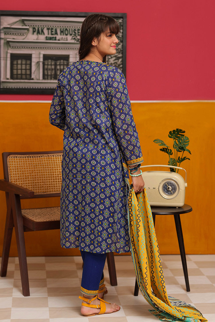 Picture of Senorita - GAD-02271 | Blue & Multicolor | Casual 3 Piece Suit  | Cotton Lawn Print - Available at Raja Sahib