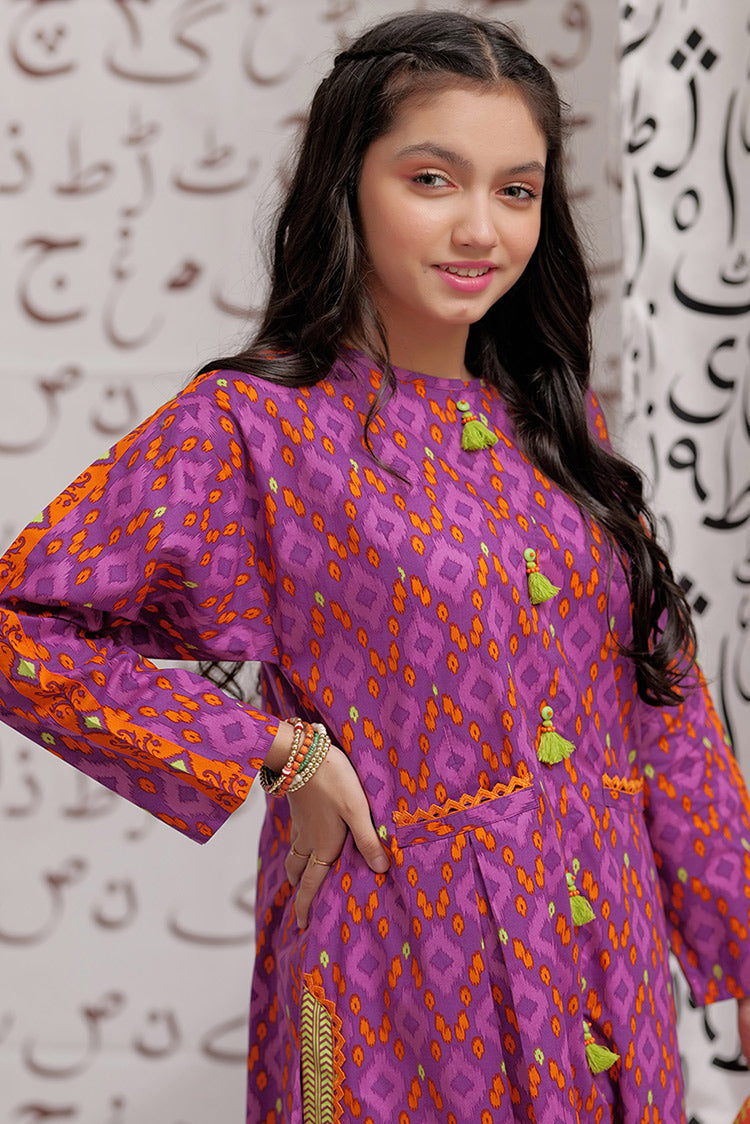 Picture of Senorita - GAD-02273 | Purple & Multicolor | Casual 3 Piece Suit  | Cotton Lawn Print - Available at Raja Sahib