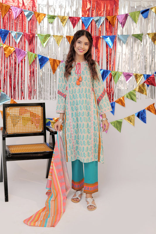 Picture of Senorita - GAD-02274 | Beige & Multicolor | Casual 3 Piece Suit | Cotton Lawn Print - Available at Raja Sahib