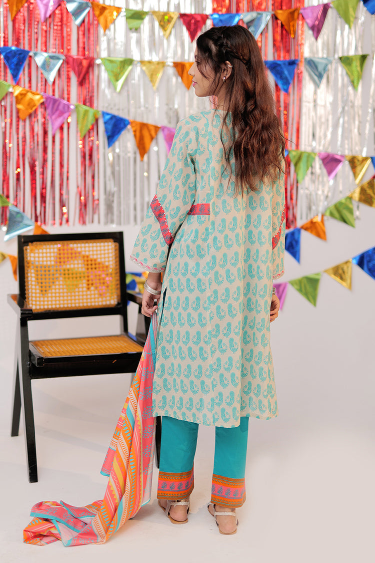 Picture of Senorita - GAD-02274 | Beige & Multicolor | Casual 3 Piece Suit | Cotton Lawn Print - Available at Raja Sahib